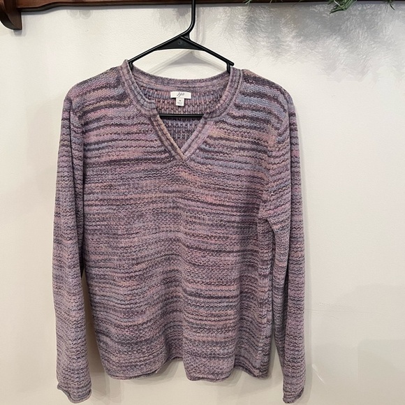 J Jill V Neck Sweater Mixed Pink M - Picture 1 of 6